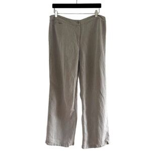 Eileen Fisher Linen Viscose Trouser Pants Straight Leg Lagenlook Neutral Natural